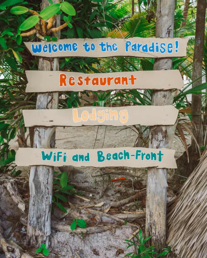 Glamping at Hotel Cielo y Selva in the Sian Ka'an Biosphere Reserve 52 A colourful wooden sign at the entry to Hotel Cielo y Selva