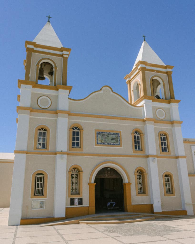 A yellow church in San Jose del Cabo
