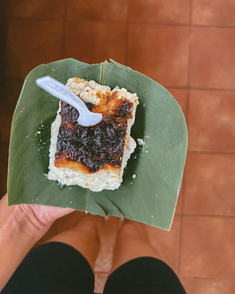 18 Best Things to Do in Leon, Nicaragua 24 A traditional Nicaraguan dessert, sopa de leche, served on a banana leaf at Mercado Central, León.