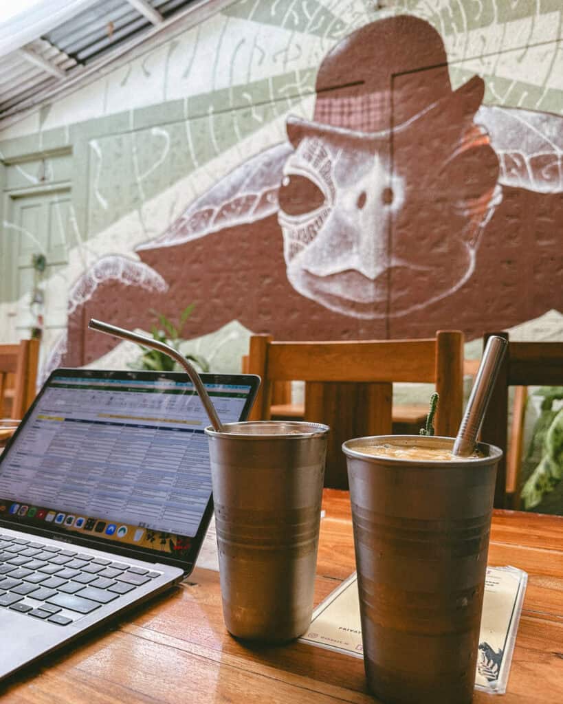San Juan del Sur, Nicaragua Travel Guide: Worth the Hype? 32 Cozy café interior with a mural of a turtle at The Art Warehouse in San Juan del Sur.